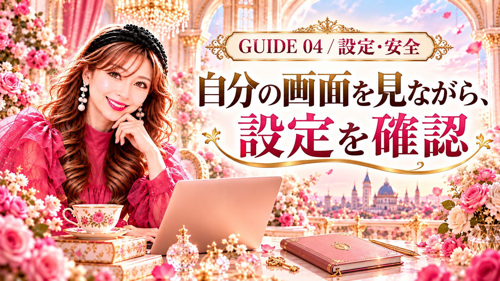 GUIDE 04 / 設定・安全：自分の画面を見ながら、設定を確認。